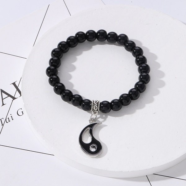 Taiji Double Fish Natural Stone Couple Bracelet