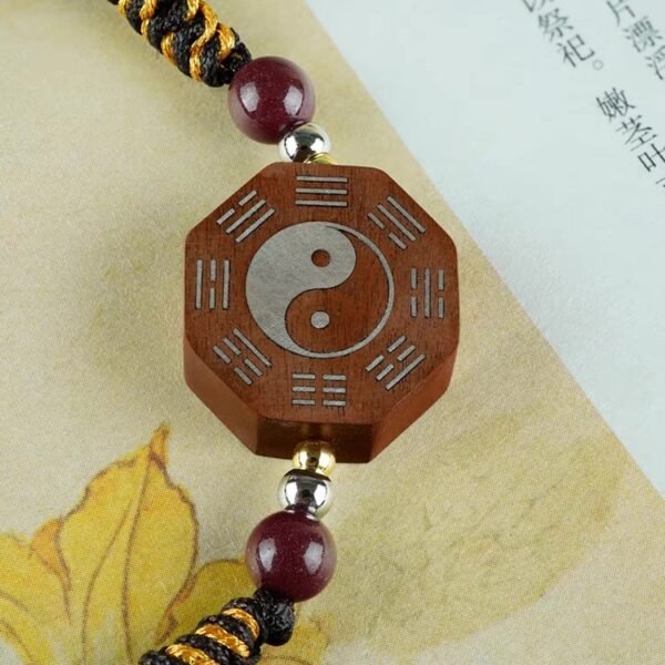Handmade Wooden Inlaid Silver Wire Taiji Bracelet